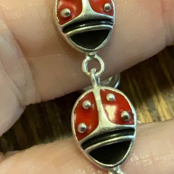 🐞 Ladybug Sterling Rhodium Bracelet, Marked FAS 🐞 - Picture 4 of 9